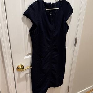 Tommy Hilfiger Navy Shimmer Cap-Sleeve Midi Sheath Dress
